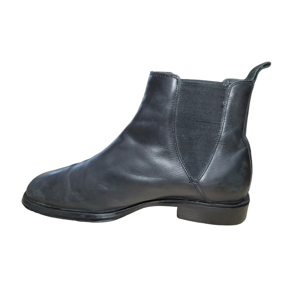 Alfani Men's Size‎ 9.5 M Black Leather Square Toe Dress Chelsea Ankle Boots Gore